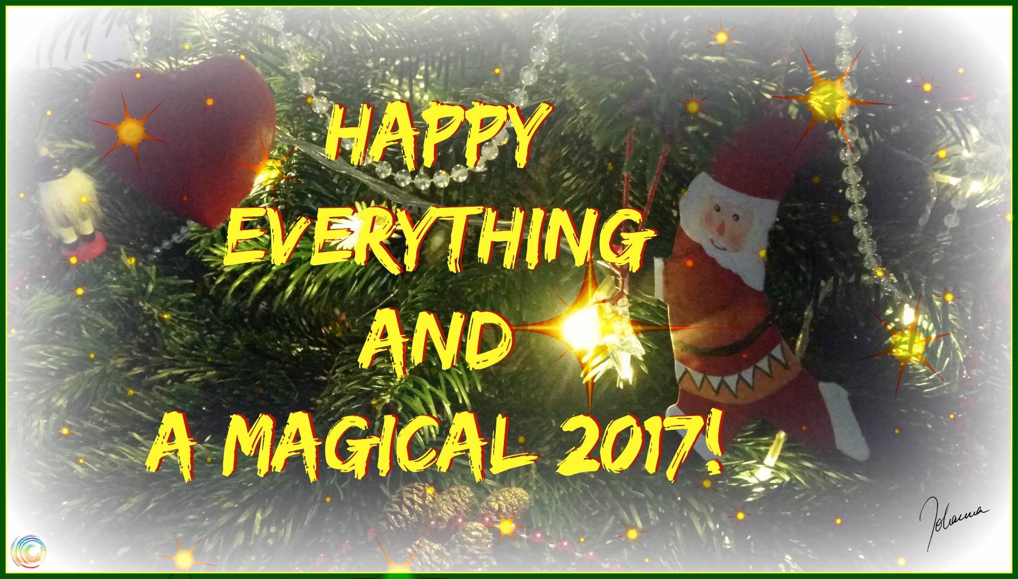 Weihnachtsschmuck mit Text: Happy everything and a magical 2017! (c) Johanna Ringe 2016 www.dein-buntes-leben.de